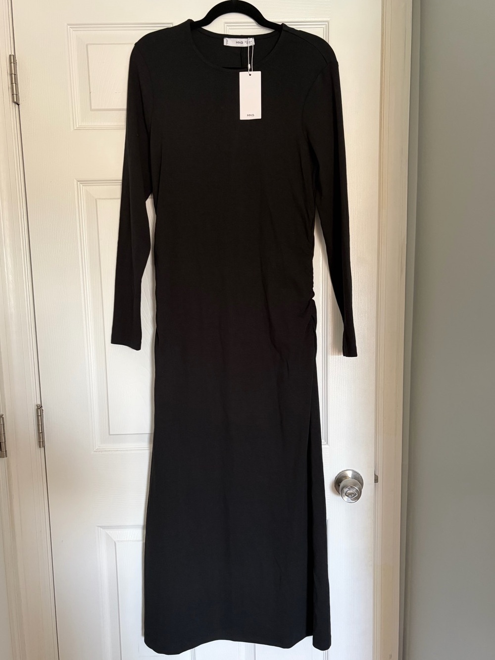Mango Women’s Black Basic Minimalist Capsule Long-Sleeve Maxi Dress Size XL NWT